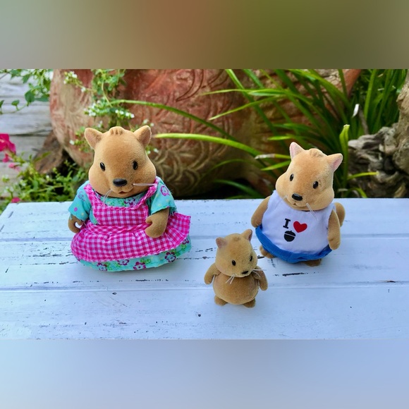 Lil Woodzeez Beaver Family Mouse Kids Felted Flocked Figure Animal Toy Doll - Picture 2 of 14